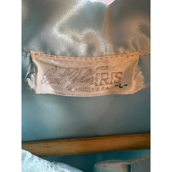 Bert Yelin for Iris Blue Satin Night Gown Dress Lace Sexy Feminine Bridal Large - Picture 3 of 10